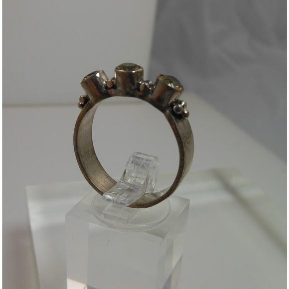 925 Sterling Silver Bali Design Ring Size 9.5 Vintage 3-Stone Balinese Style - Picture 7 of 10